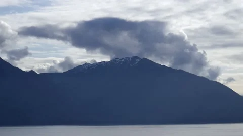 Mountain Range Silhouette And Ocean In Pacific Northwest Stock Footage 234022533