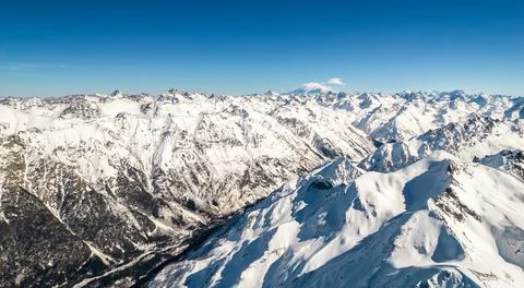 Mountain range with snow and sky Stock Photos