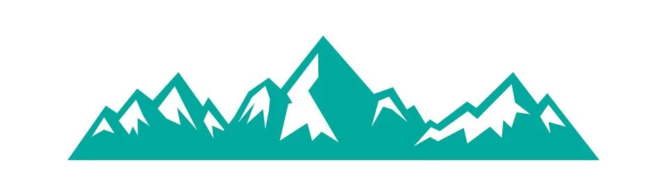Mountain range with snowy tops. Vector alpine peaks for eco tourism, hiking 스톡 일러스트