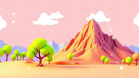 Mountain Range Sunrise: An Animated mountain range and green hill landscape. Stock Footage 308846340