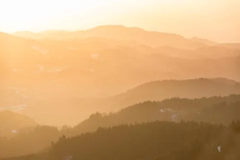 Mountain range at sunset, Black Forest, Germany Fotos Stock