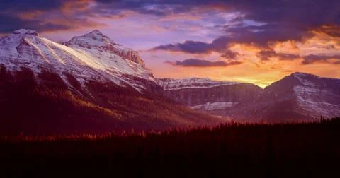 Mountain Range At Sunset Stock Photos