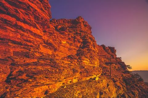 Mountain range at sunset 库存照片