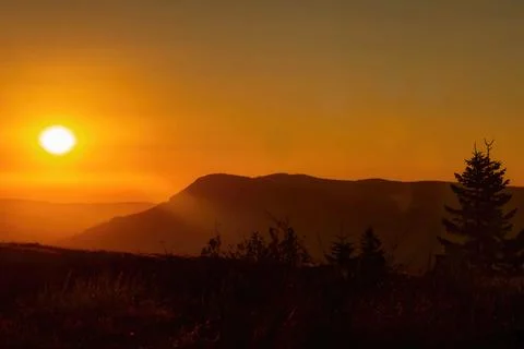 Mountain Range at Sunset Stock Photos