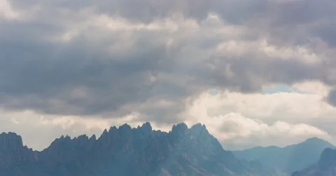 Mountain Range Time Lapse with Overcast Clouds Stock Footage 57755246