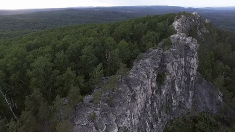 Mountain range towering above the forest Видео 79616793