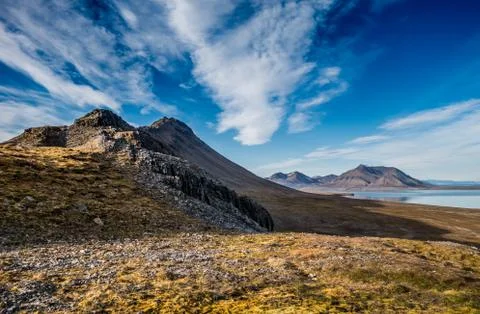 Mountain range under the clouds Stock Photos