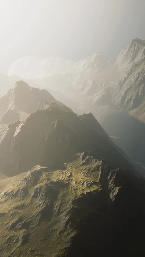 Mountain range under soft light at midday in a natural setting Stock Footage 341270355