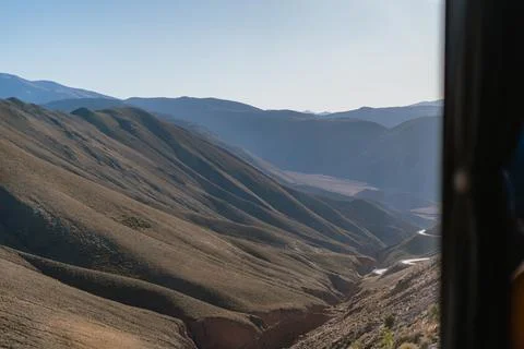 A mountain range with a valley in between Stock Photos