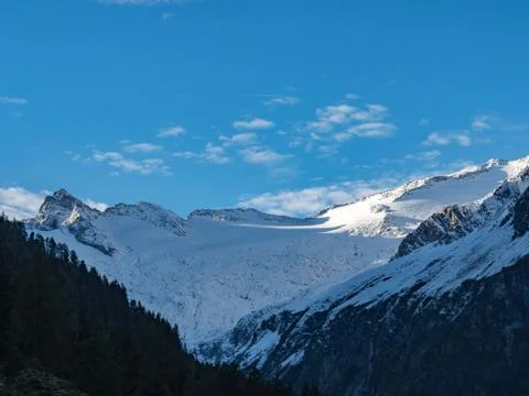 Mountain range view and blue sky Stock Photos