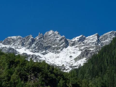 Mountain range view and blue sky Stock Photos