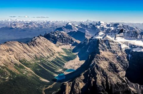 Mountain range view from mt temple, banff np, alberta, canada Stock Photos