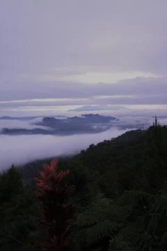 A mountain range is visible in the distance with a cloudy sky Stock Photos