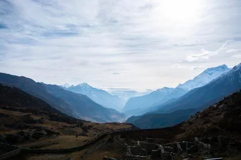 Mountain ranges with day light with clouds background Stock Photos