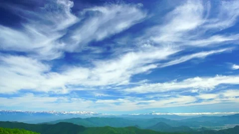 Mountain Ranges of the Hakuba Alps and Flowing Stratus Clouds Stock Footage 333185416