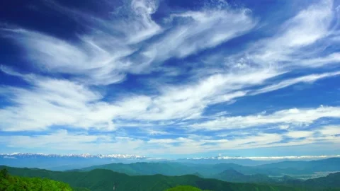 Mountain Ranges of the Hakuba Alps and Flowing Stratus Clouds Stock Footage 333185438