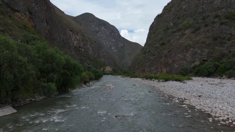Mountain Ranges, River and Road, Peru Stock Footage 343658401