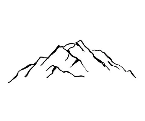 Mountain ranges silhouette sketch. Vector illustration isolated on white Stock Illustration