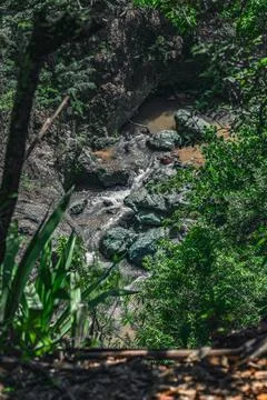 Mountain rapid river top view between stone and rocks Stock Photos