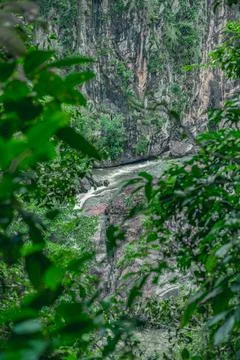 Mountain rapid stream top view between stone and rocks Stock Photos