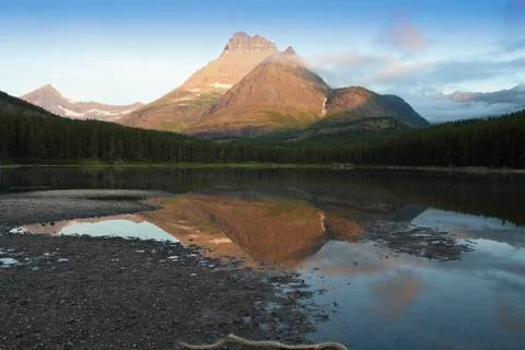 Mountain reflected in lake Stock Photos