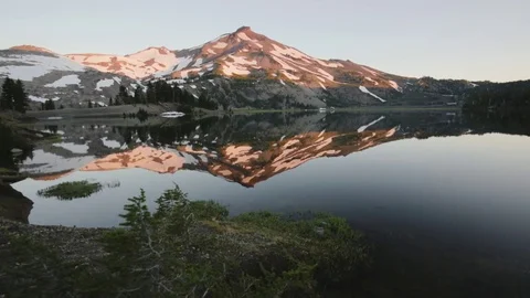 Mountain Reflection in Alpine Lake Stock Footage 81532789