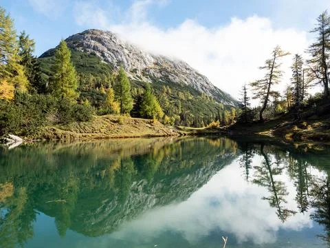 Mountain Reflection on Emerald Lake Stock Photos
