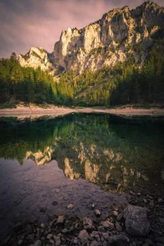 Mountain reflection in a lake in austria during autumn Stock Photos