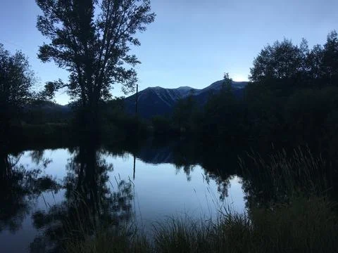 Mountain Reflection in Lake Stock Photos