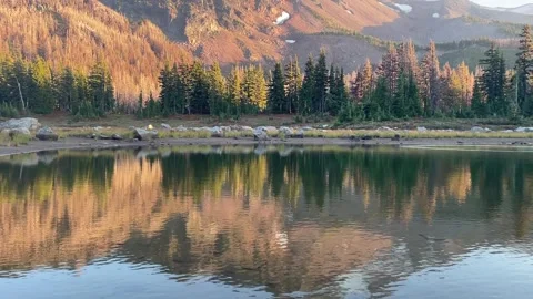 Mountain reflection: Mount Jefferson PCT Oregon good light Video stock 329457480