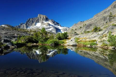 Mountain reflection over lake Stock Photos