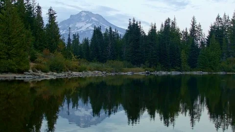 Mountain reflection sunset wide Mirror Lake Mt. Hood Oregon Cascades Video stock 81792585