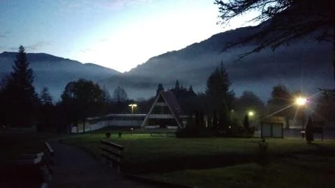 Mountain resort at dawn Stock Photos