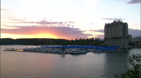 Mountain Resort Sunset Stock Footage