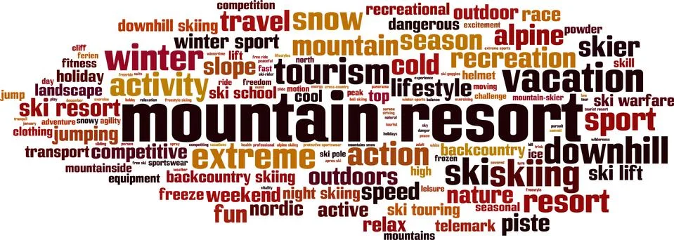 Mountain resort word cloud Stock Illustration