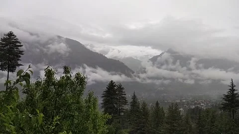 Mountain review and forest cloudy Stock Footage 240930088
