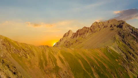 Mountain ridge at the dramatic sunset Stock Footage 256083942