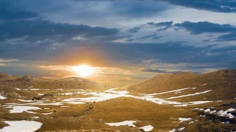 Mountain ridge in snow at the sunset Stock Footage 314795384