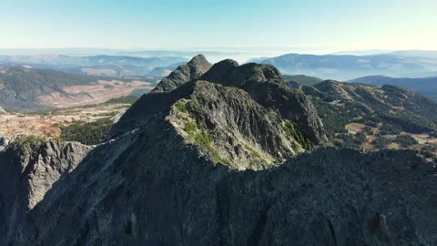 Mountain Ridge top in the Valley, Drone View Stock Footage 289486128