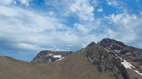 Mountain ridge under dense cloudy sky,  caucasus russia time lapse scene Stock Footage 178923017