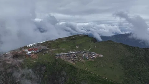 Mountain Ridges Beneath Dramatic Clouds in Inner Mongolia, China Stock Footage 344037126