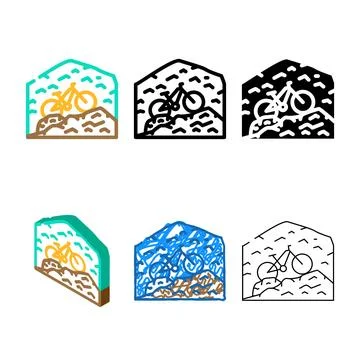 Mountain riding color icon vector pack Ilustração Stock
