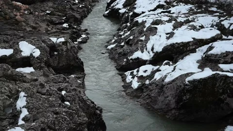 Mountain river in Adygeya. Winter in Russian Federation Stock-Footage 150066054
