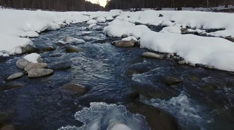 Mountain river aerial Stock Footage 60372946