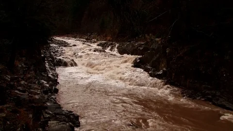 Mountain river after heavy rains Stock Footage 70925339