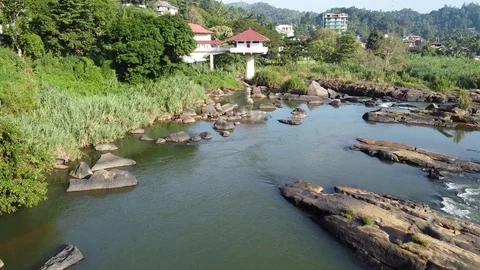 Mountain river air-view Vidéo 125059320