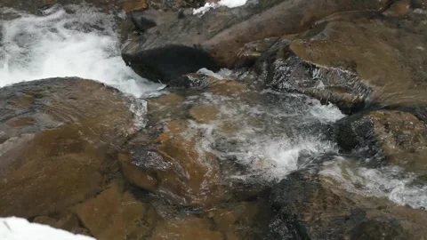 Mountain river among stones. Powerful flow of the river. Beautiful flow of the Stock Footage 274252376