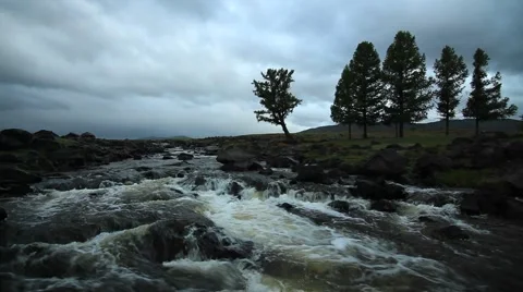 Mountain river and beautiful wild landscape. Mongolia Stock-Footage 66256264
