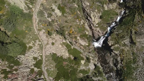 Mountain river and waterfall, drone view Stock Footage 233517851