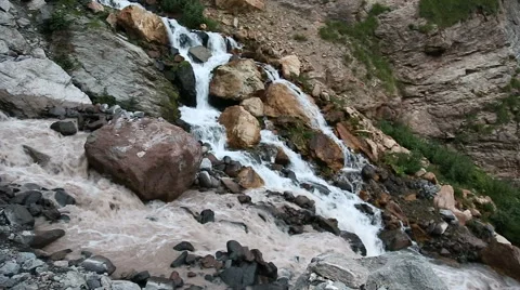 Mountain river and waterfall Stock Footage 68694581